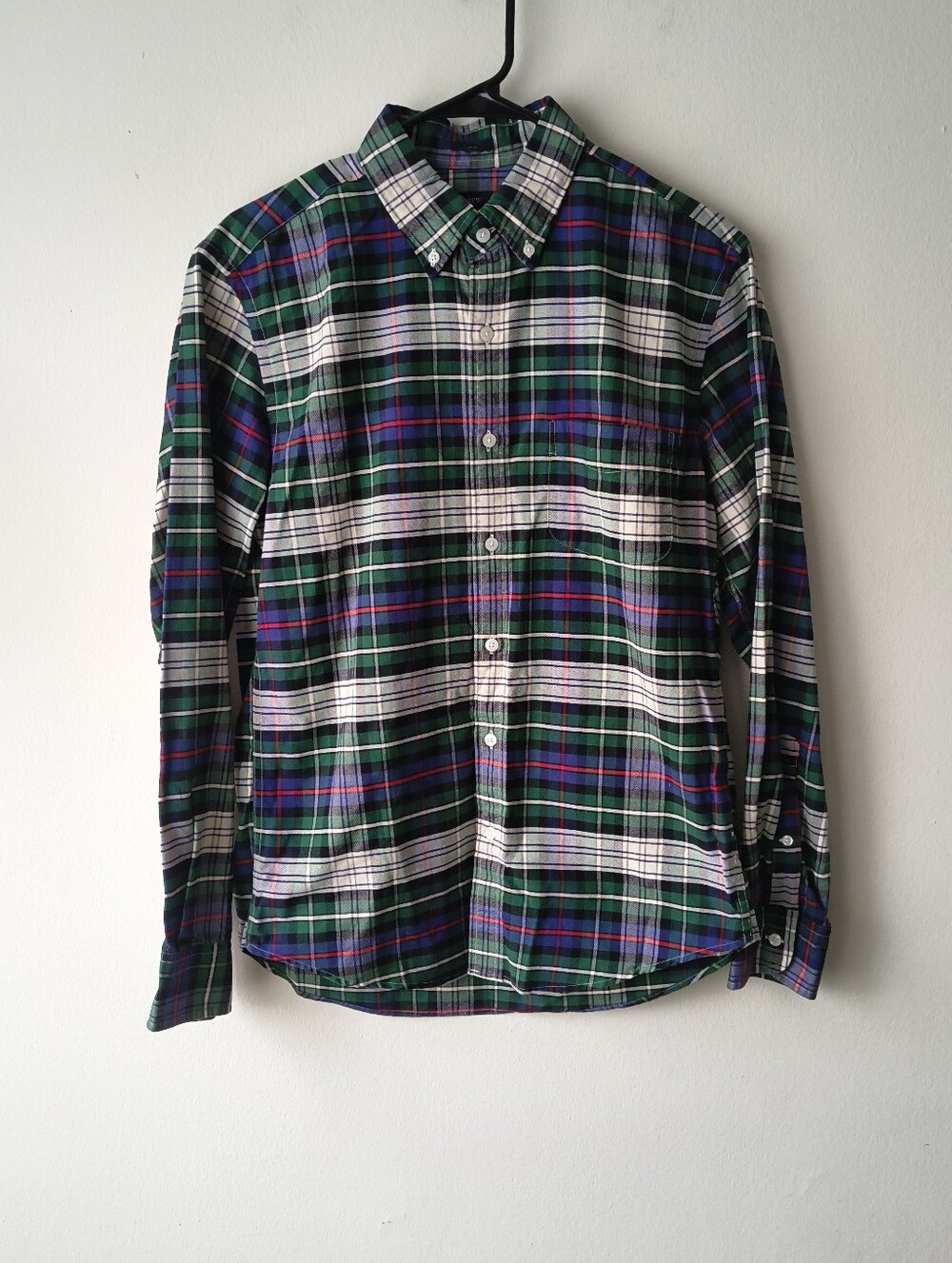 J.Crew Men's Slim Fit Green Plaid Oxford Cotton Long Sleeve Button Down Shirt M